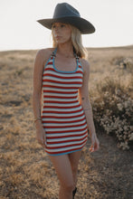 Load image into Gallery viewer, americana striped halter mini dress