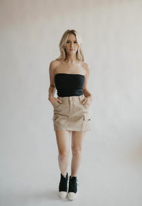 Black Knit Bandeau Top