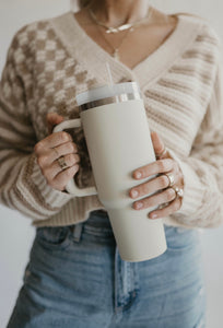 Beige 40 oz Stainless Steel Tumbler