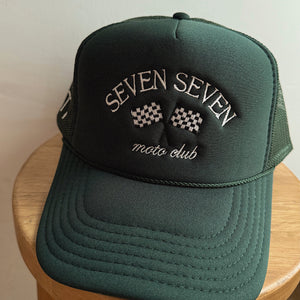 Seven Seven Moto Club Checkered Flag Green Hat