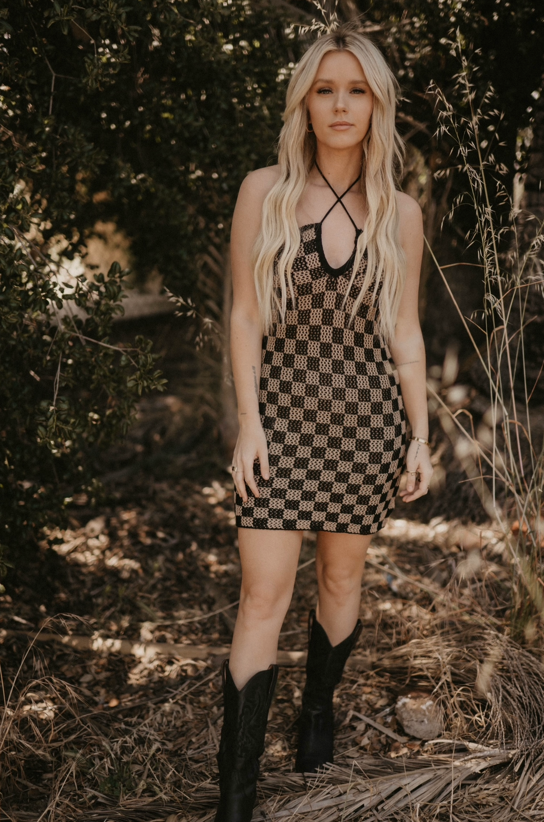 Checkered Print Mini Dress