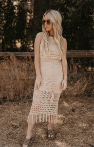 Taupe Crochet Skirt Set