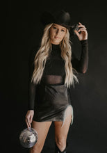 Load image into Gallery viewer, Black Faux Leather Rhinestone Skirt
