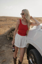 Load image into Gallery viewer, white linen ruffle shorts
