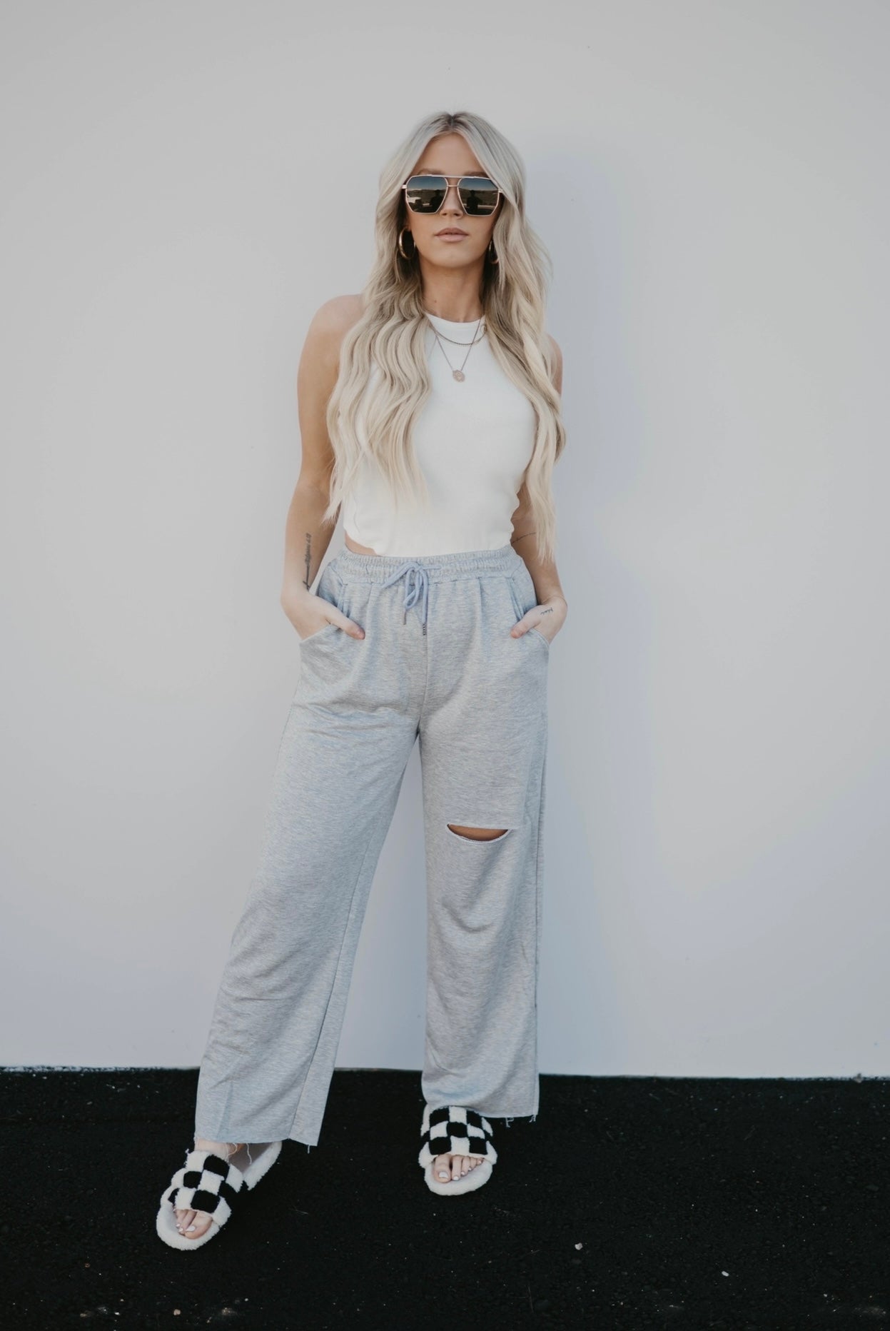 Grey Cut Out Detail Sweatpants – Shop Wild Pine