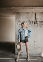 Load image into Gallery viewer, Distressed Studded Denim Jacket
