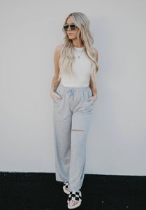 Grey Cut Out Detail Sweatpants