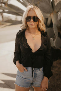Black Ruffle Blouse