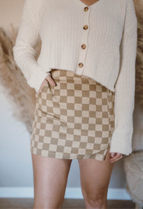 Taupe Check Mini Skirt