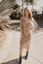 Load image into Gallery viewer, Taupe Sweetheart Knit Midi Dress
