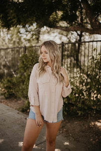 Blush Lightweight Long Sleeve Button Up