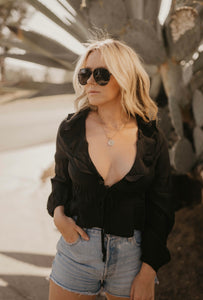 Black Ruffle Blouse