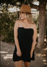Load image into Gallery viewer, Black Strapless Tie Front Mini Dress
