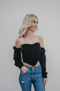 Black Corset Detail Top