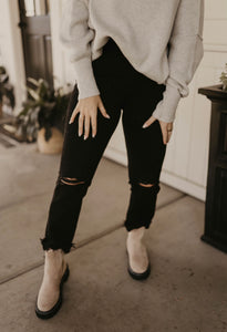 Black High Rise Straight Jeans